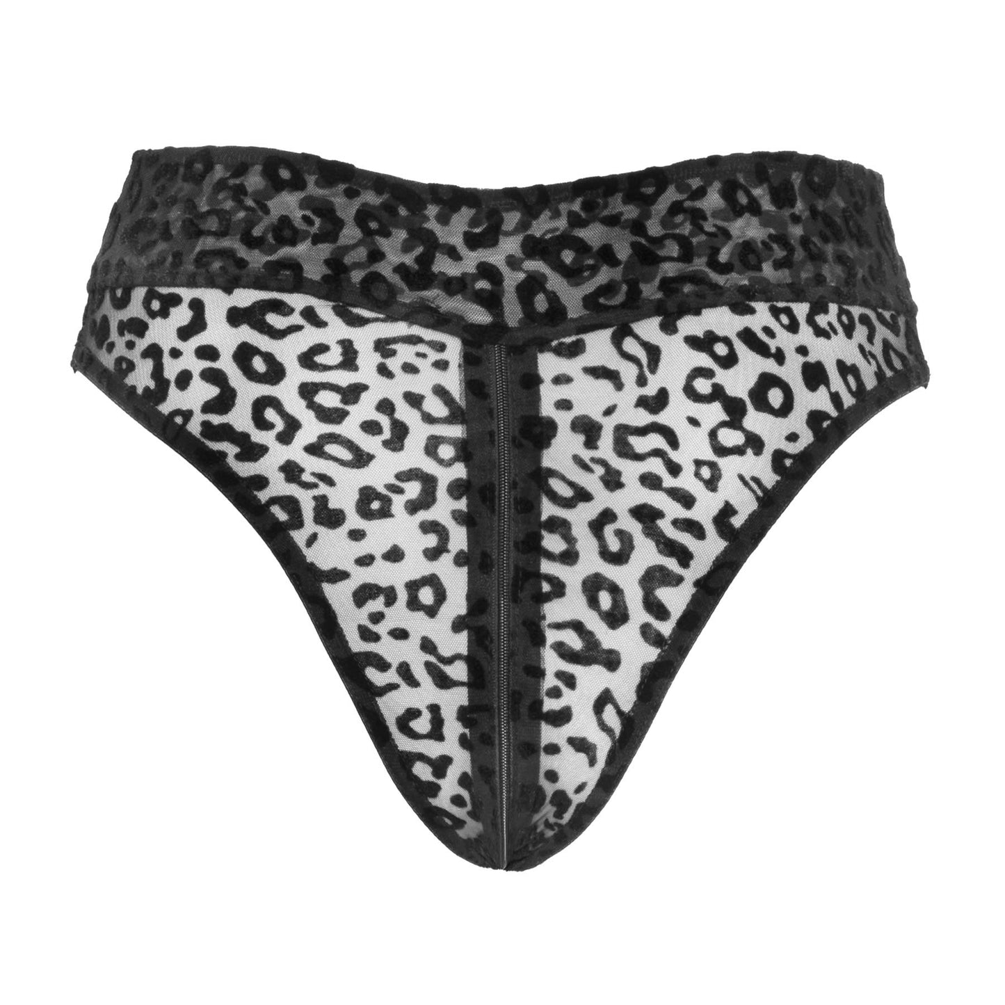 Leopard Look Høj Taljet Trusse i Let Transparent