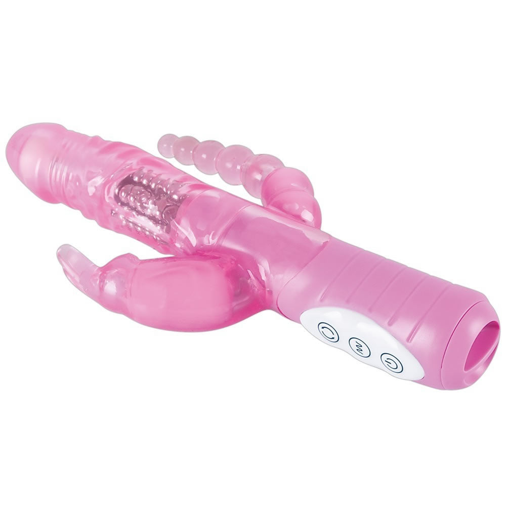 3 x Lust Rabbit Perlevibrator Dildo med Analvibrator
