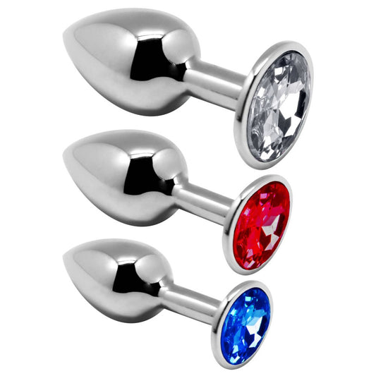 Metal Anal Plug sæt med 3 Plugs