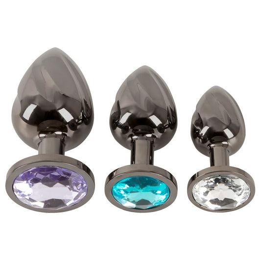 Anal Plug Sæt med 3 Plugs og Smykkesten