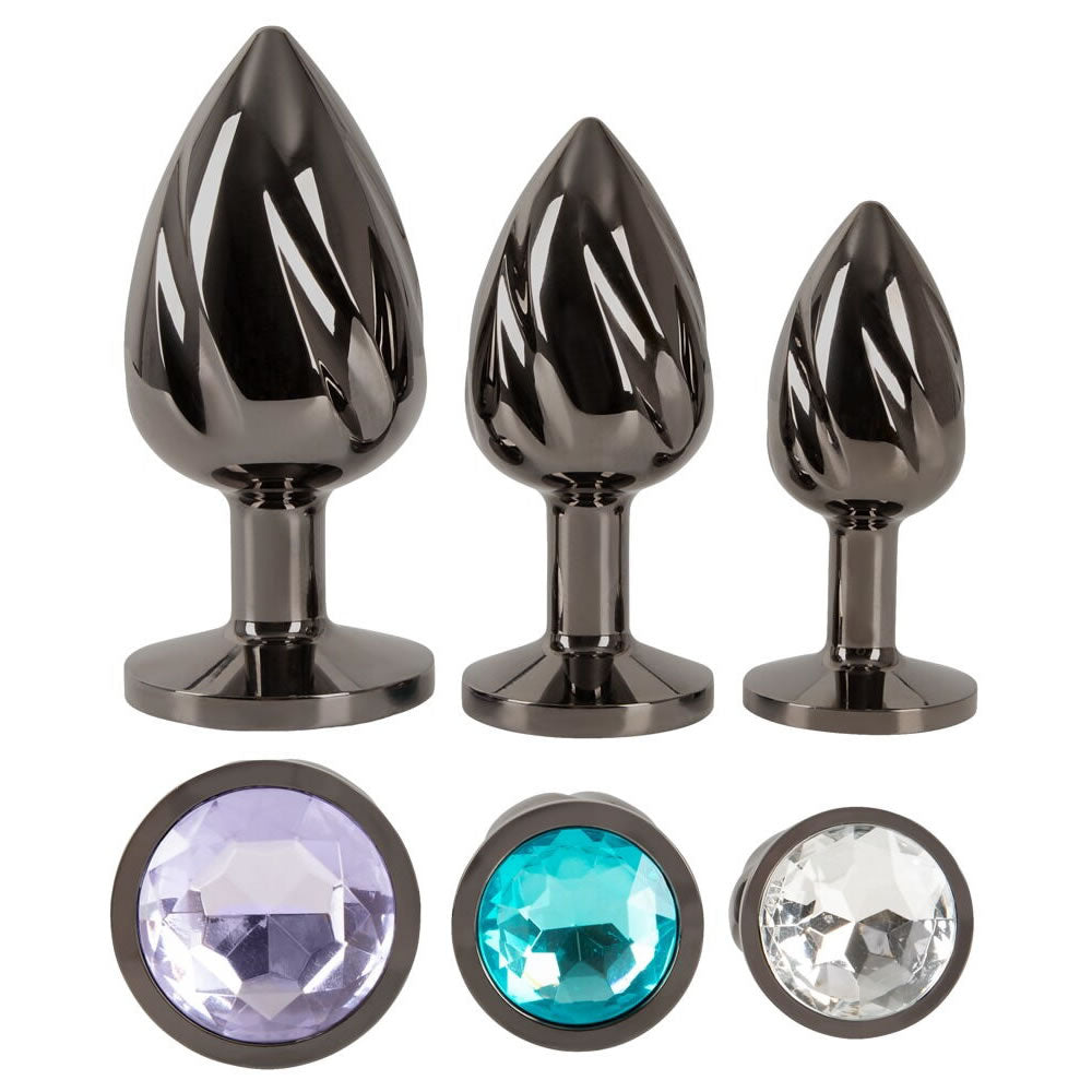 Anal Plug Sæt med 3 Plugs og Smykkesten
