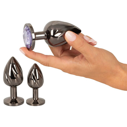 Anal Plug Sæt med 3 Plugs og Smykkesten