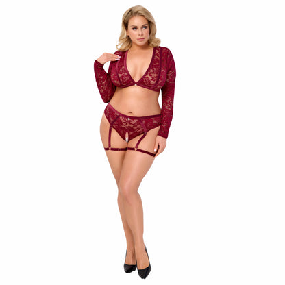 Plus Size Blonde Top og Bundløse Hofteholder Trusse