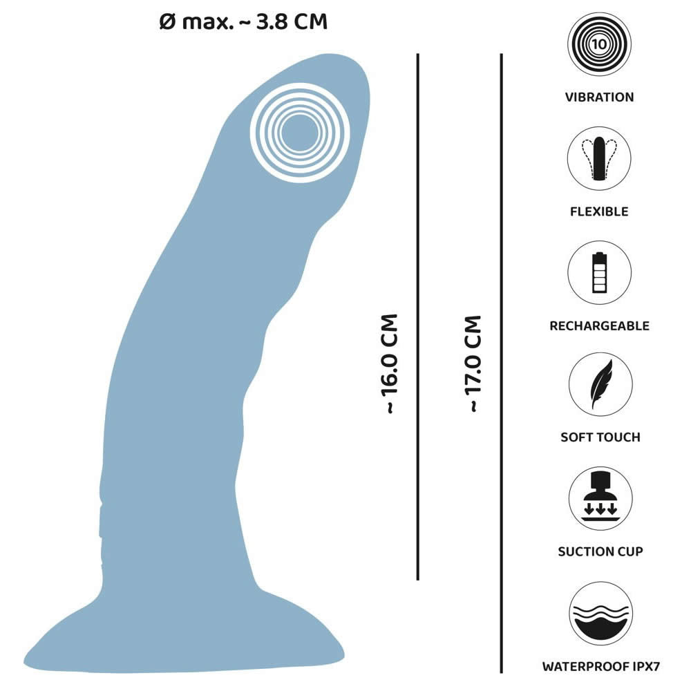 Heart Guy Blue Vibrator med Sugekop